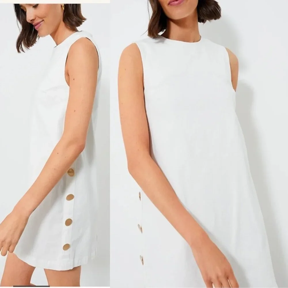 Tuckernuck Hyacinth House Bitsy Twill Mini Swing Dress White NWT Size L - Picture 2 of 12
